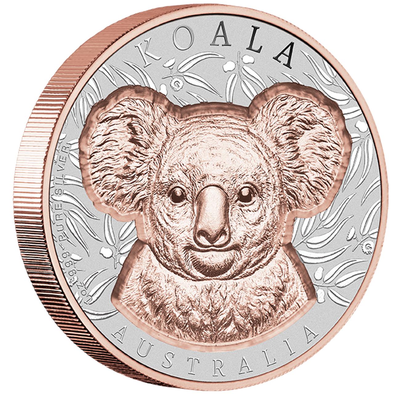 2025 $2 Native Impressions Koala Selectively Rose Gold Plated 1oz Silver Incused Coin