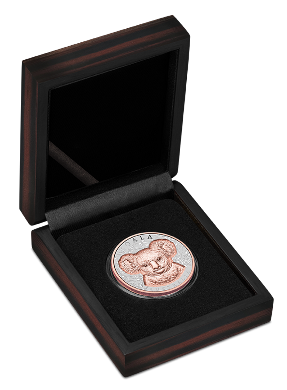 2025 $2 Native Impressions Koala Selectively Rose Gold Plated 1oz Silver Incused Coin