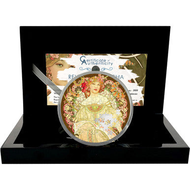 Palau 2021 20$ Micropuzzle Treasures Reverie by Mucha 3oz Silver Coloured 250 Pieces Proof Coin