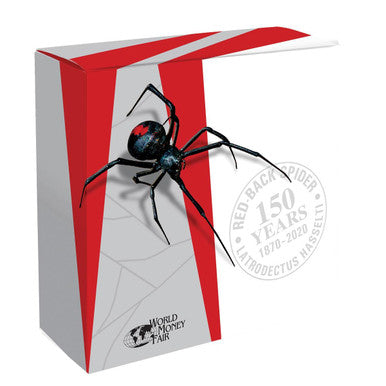 Niue 2020 $10 WMF Red Back Spider 150 Years 5oz Silver Coloured Proof Coin