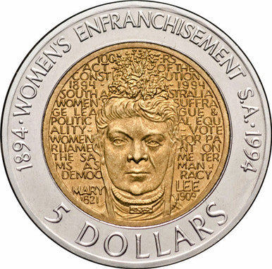 1994 $5 100 Years of Women's Enfranchisement South Australia Uncirculated Coin