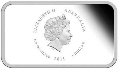2015 $1 Sunburnt Country Kangaroo 1oz Silver Proof Rectangle Shaped Coin