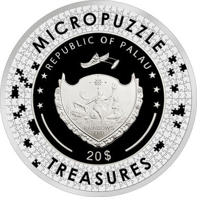 Palau 2021 20$ Micropuzzle Treasures Reverie by Mucha 3oz Silver Coloured 250 Pieces Proof Coin
