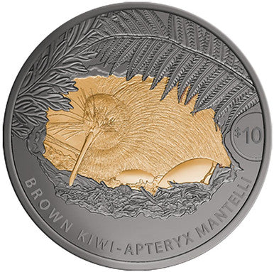 NZ 2021 $10 Kiwi Selectively Gold Plated 5oz Silver Proof Coin