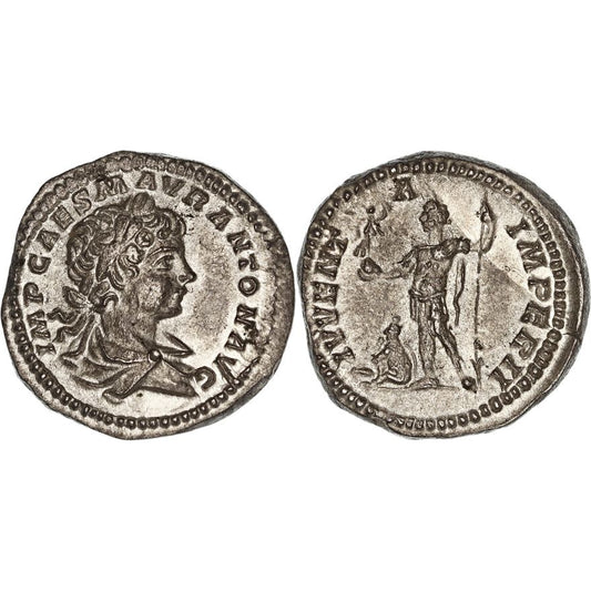 Roman Empire, Caracalla, Silver Denarius, 199 AD, VF