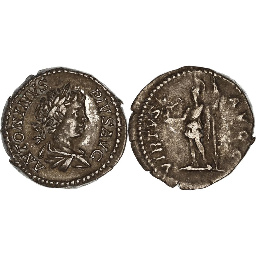 Roman Empire, Caracalla, Silver Denarius, 203 AD, gF-aVF