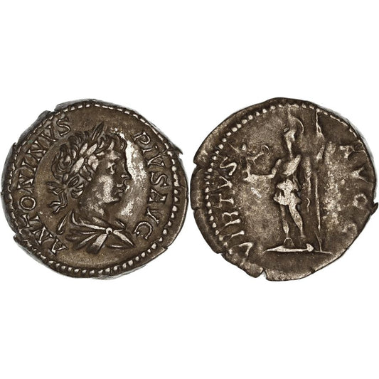 Roman Empire, Caracalla, Silver Denarius, 203 AD, gF-aVF