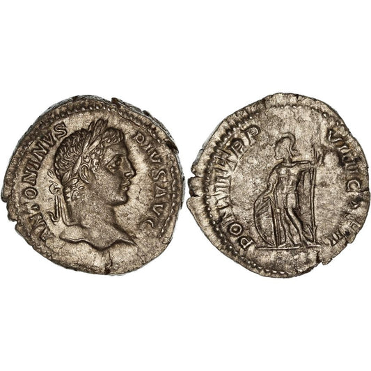 Roman Empire, Caracalla, Silver Denarius, 206 AD, VF+