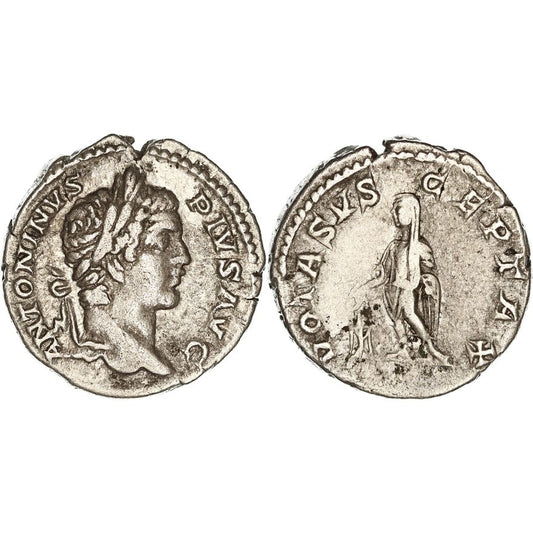 Roman Empire, Caracalla, Silver Denarius, 205-207 AD, nVF