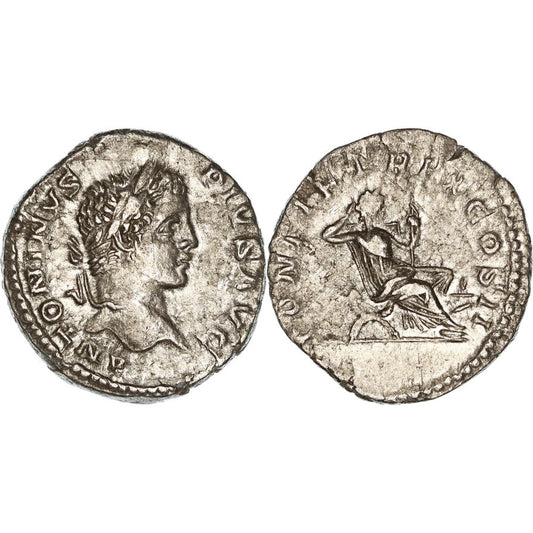 Roman Empire, Caracalla, Silver Denarius, 207 AD, nVF