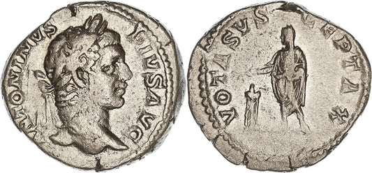 Roman Empire, Caracalla, Silver Denarius, 208 AD, gF-aVF