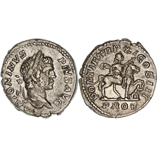 Roman Empire, Caracalla, Silver Denarius, 208 AD, nVF