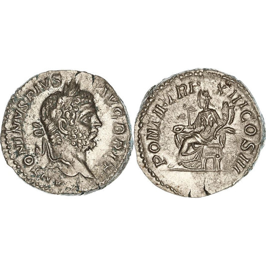 Roman Empire, Caracalla, Silver Denarius, 210 AD, gVF