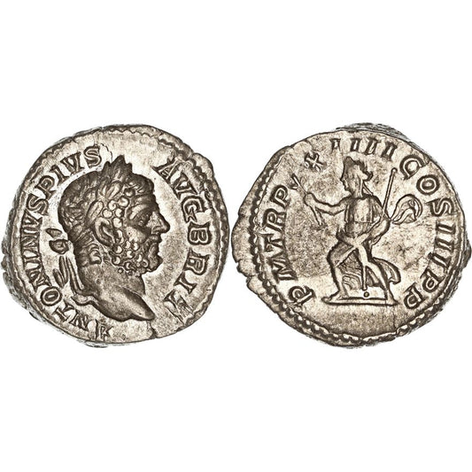 Roman Empire, Caracalla, Silver Denarius, 211AD, VF-gVF