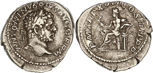 Roman Empire, Caracalla, Silver Denarius, 214AD, nVF