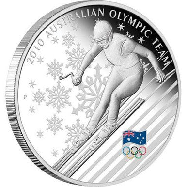 2010 $1 Australian Olympic Winter Team 1oz Silver Proof Coin