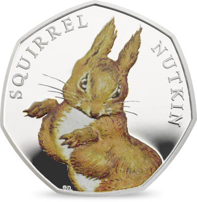 UK 2016 50p 150th Anniversary of Beatrix Potter Squirrel Nutkin Silver Coloured Proof Coin
