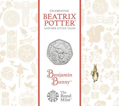 UK 2017 50p Celebrating Beatrix Potter and Her Little Tales Benjamin Bunny Uncirculated Coin