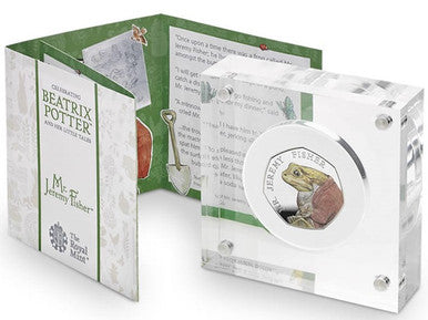 UK 2017 50p Celebrating Beatrix Potter and Her Little Tales Mr. Jeremy Fisher Silver Coloured Proof Coin