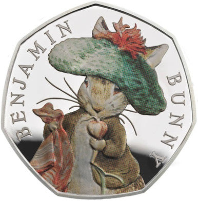 UK 2017 50p Celebrating Beatrix Potter and Her Little Tales Benjamin Bunny Silver Coloured Proof Coin