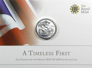 UK 2013 £20 The George and The Dragon Silver Uncirculated Coin