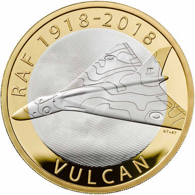 UK 2018 £2 RAF Centenary Vulcan Selectively Gold Plated Silver Proof Coin
