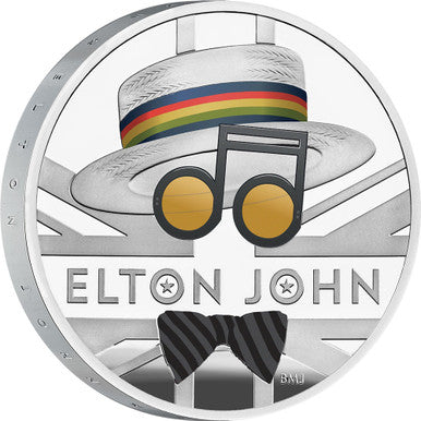 UK 2020 £2 Elton John 1oz Silver Coloured Proof Coin