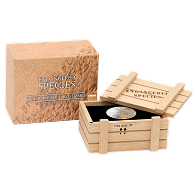 Niue 2013 $2 Endangered Species Venerable Collared Lizard 1oz Silver Coloured Proof Coin