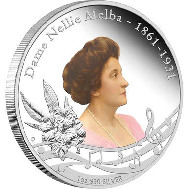 2011 $1 Dame Nellie Melba 1oz Silver Coloured Proof Coin