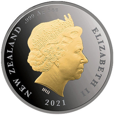 NZ 2021 $10 Kiwi Selectively Gold Plated 5oz Silver Proof Coin