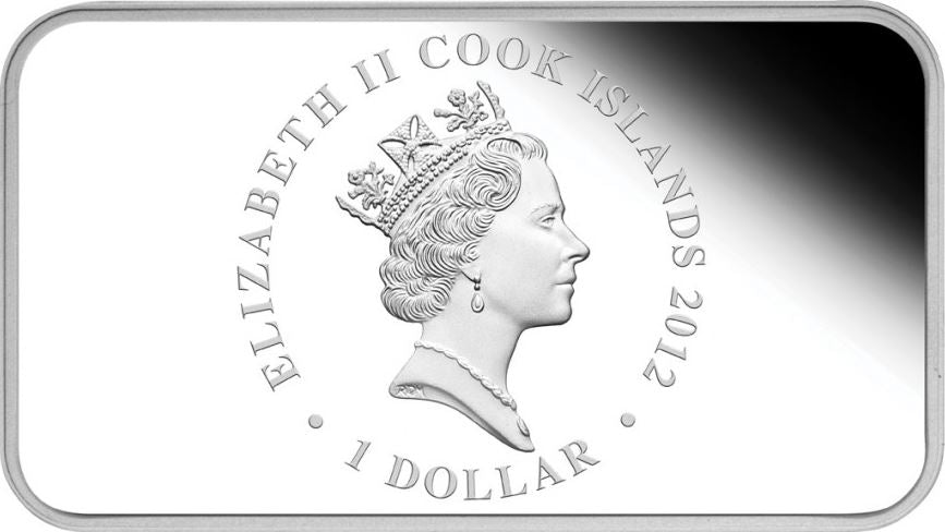 Cook Islands 2012 $1 Lunar Calendar Year of The Dragon 1oz Silver Coloured Proof Rectangle Shaped 4 Coin Set