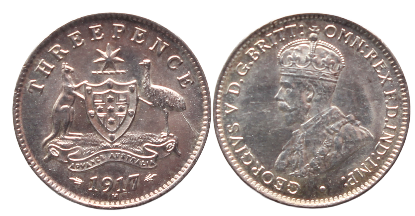 1917m Threepence Choice UNC