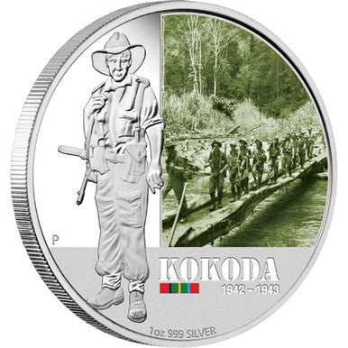 2012 $1 Famous Battles In Australian History Kokoda 1oz Silver Coloured Proof Coin