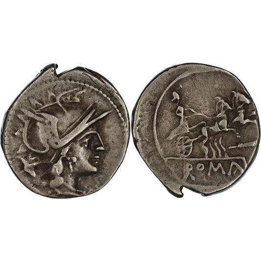 Roman Republic, Anonymous Issue, Silver Denarius, 179-170 BC, VF-nVF