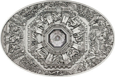 Cook Islands 2014 $5 Ceilings of Heaven Florence Cathedral with Nano Chip Silver Antiqued Coin