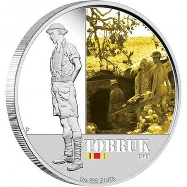 2011 $1 Famous Battles In Australian History Tobruk 1oz Silver Coloured Proof Coin