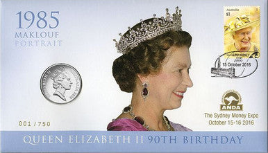 2016 20c ANDA Sydney Queen Elizabeth 90th Birthday Maklouf Portrait PNC