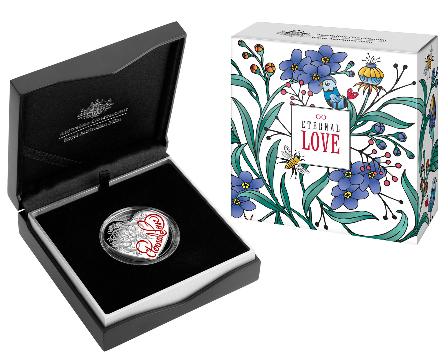 2015 $5 Eternal Love 1oz Silver Coloured Proof Heart Shaped Coin