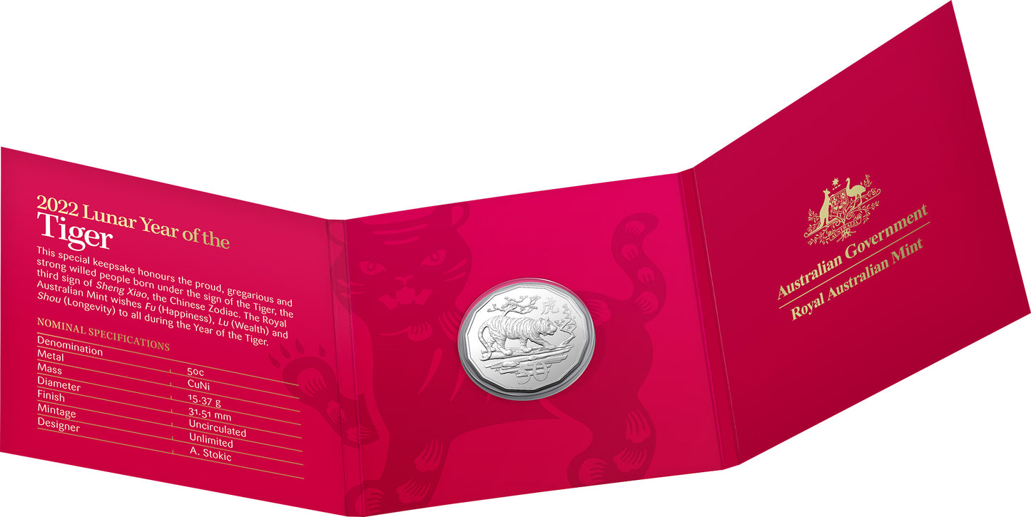 2022 50c Tetra Decagon Year of The Tiger Uncirculated Coin