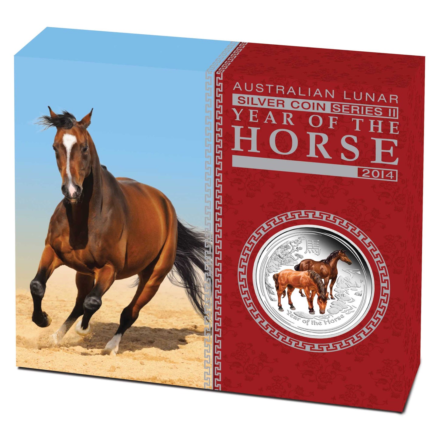 2014 $1 Lunar Year of The Horse 1oz Silver Coloured Proof Coin