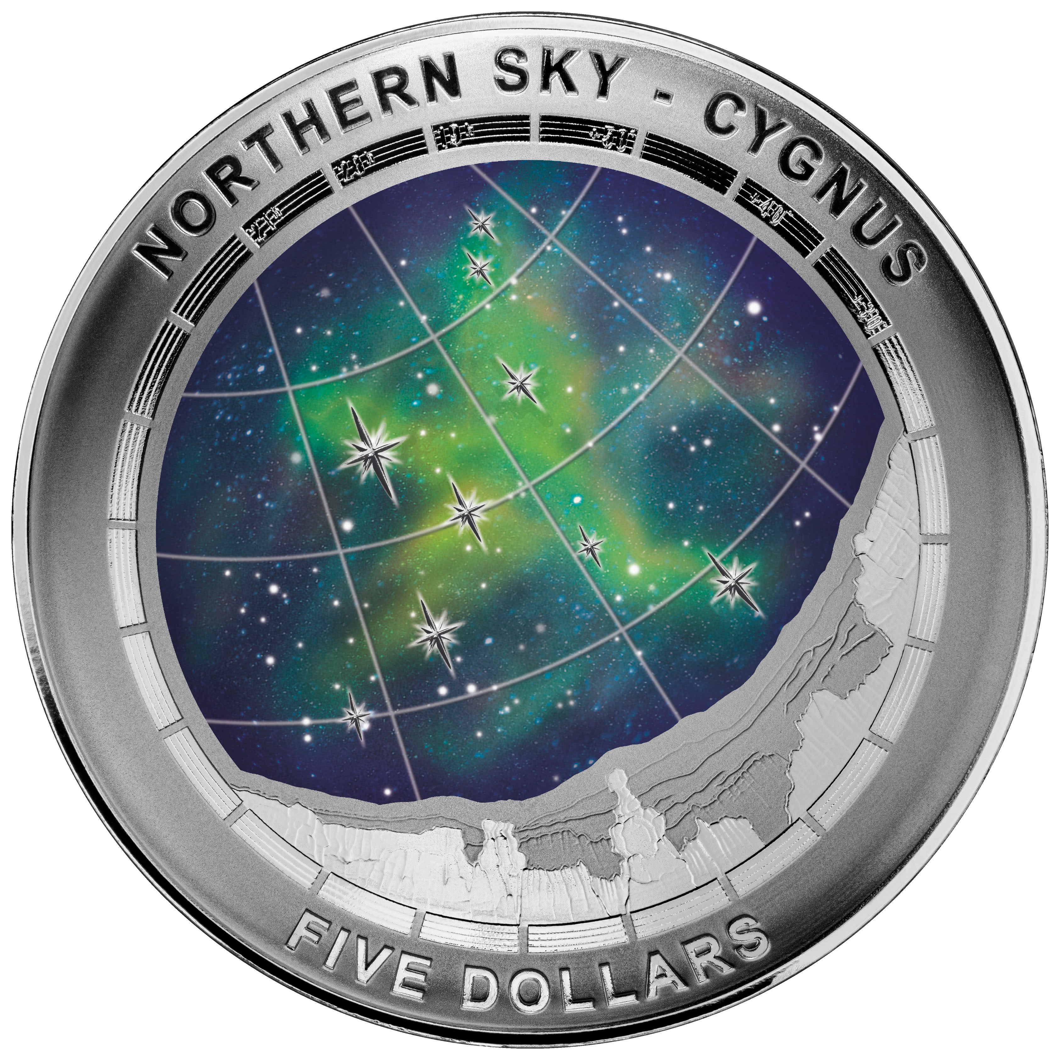 2016 $5 Northern Sky Cygnus 1oz Silver Coloured Proof Domed Coin