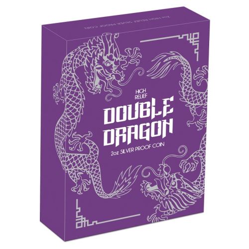 2019 $2 Double Dragon 2oz Silver High Relief Proof Coin
