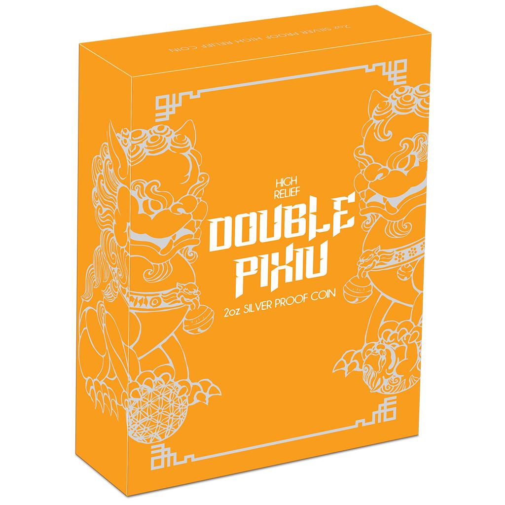 2020 $2 Double Pixiu 2oz Silver High Relief Proof Coin