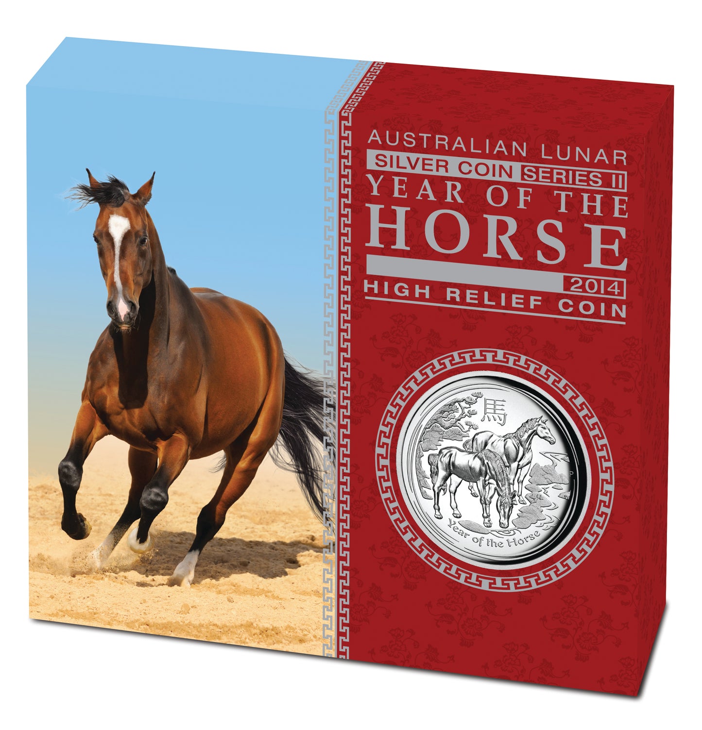 2014 $1 Lunar Year of The Horse 1oz Silver High Relief Proof Coin