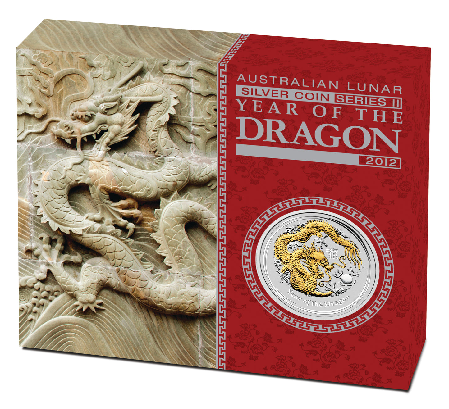 2012 $1 Lunar Year of The Dragon 1oz Silver Gilded Coin