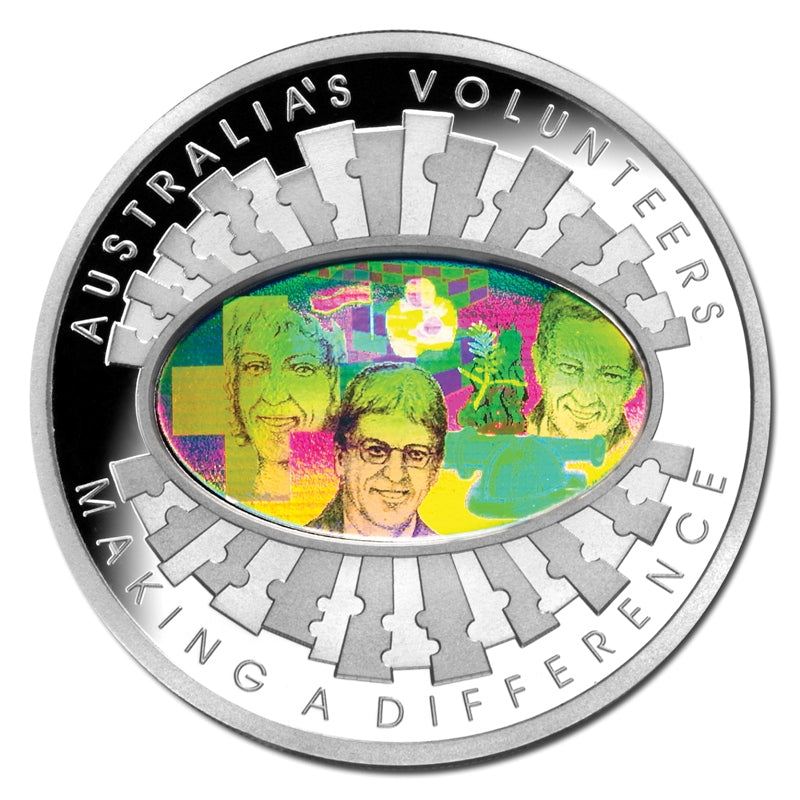 2003 $5 Finale Australia's Volunteers 1oz Silver Hologram Proof Coin