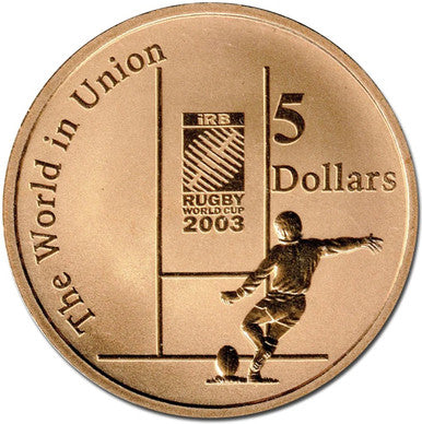 2003 $5 Rugby World Cup Uncirculated Coin