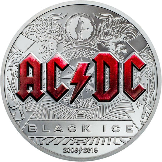 Cook Islands 2018 $10 AC/DC 2oz Silver Coloured Proof Coin