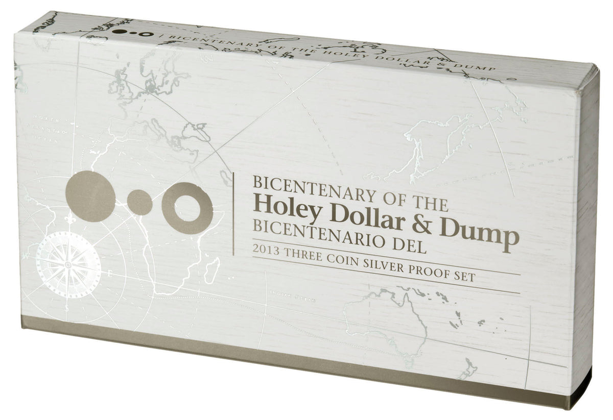 2013 Bicentenary of The Holey Dollar & Dump Silver Proof 3 Coin Set