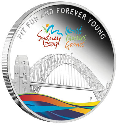 2009 $1 Sydney World Masters Games 1oz Silver Coloured Proof Coin